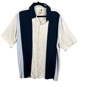 Modern Images Silk Blend Button Down Shirt Mens Large Retro Inspired Rockabilly